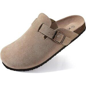 Suede Clogs for Women Cork Footbed Arch Support Mules Slip On Comfort Shoes